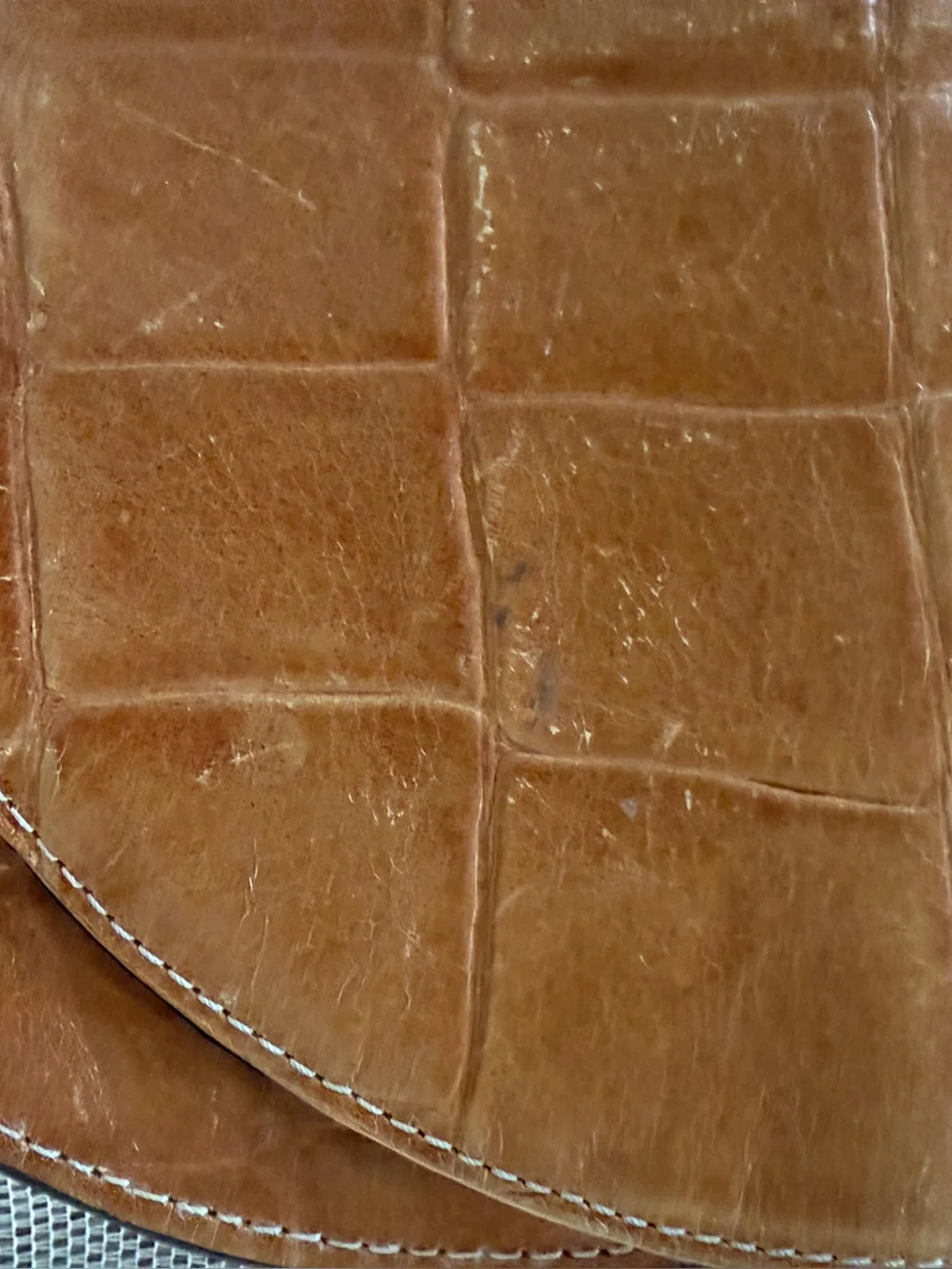 STAUD Cognac embossed shoulder bag
